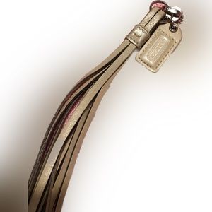 COACH LEATHER TASSEL SILVER NICKEL KEYFOB BAG CHARM KEYCHAIN HANGTAG